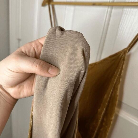 Reformation Gold Velvet Silk Sleeveless Larson Slip Dress Sz L Whimsygoth Formal - Picture 5 of 8